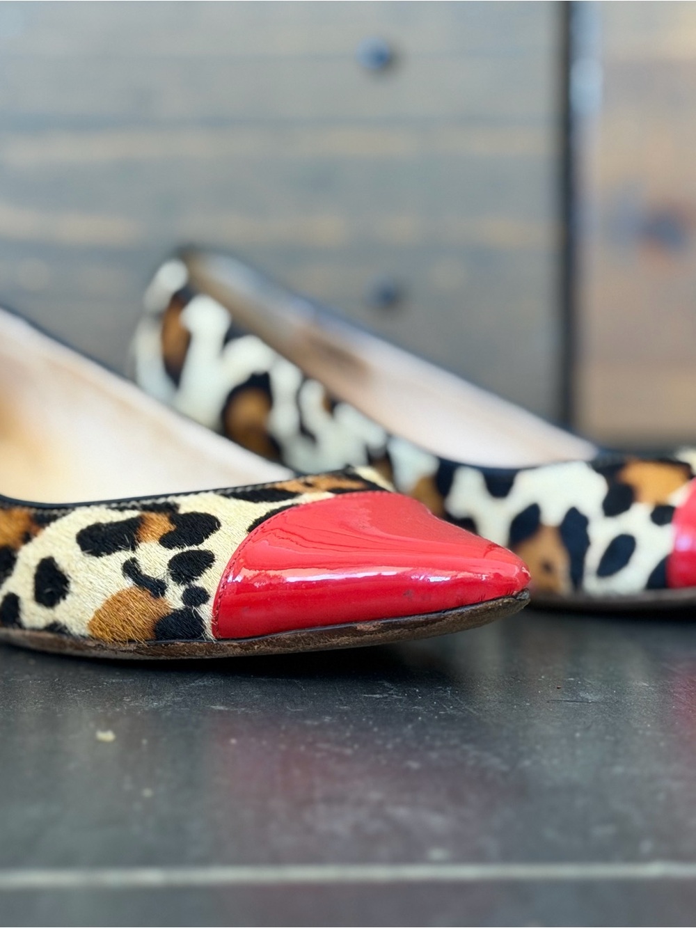kate spade Leopard Print Flats with Red Cap Toe - Picture 2 of 9